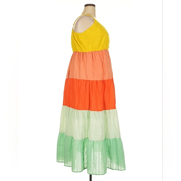 Torrid Maxi Seersucker Tiered Color Block Dress - Picture 5 of 9